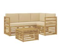 vidaXL Set di divani da esterno 5 pcs Bianco e Beige 59 x 59 x 37 cm, Divano da esterno moderno, elegante seduta per patio, arredamento giardino contemporaneo, lounge modulare