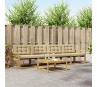 vidaXL Set di divani da esterno 5 pcs Bianco e Beige 79 x 79 x 37 cm, Divano da Giardino, Set Sezionale Moderno per Patios, Mobili Eleganti e Resistenti, Comfort Assicurato