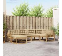vidaXL Set di divani da esterno 5 pcs Bianco e Beige Poliestere, Divano da patio, sezionale moderno, arredamento resistente per giardino, perfetto per lounge all'aperto