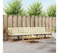 vidaXL Set di divani da esterno 5 pcs Bianco e Crema 79 x 79 x 37 cm, Divano da Giardino, Set Sezionale Moderno per Patios, Mobili Eleganti e Resistenti, Comfort Assicurato