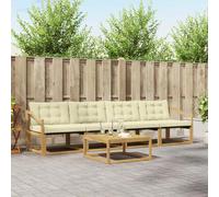 vidaXL Set di divani da esterno 5 pcs Bianco e Crema 79 x 79 x 37 cm, Divano da Giardino, Set Sezionale Moderno per Patios, Mobili Eleganti e Resistenti, Comfort Assicurato