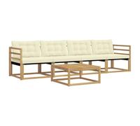 vidaXL Set di divani da esterno 5 pcs Bianco e Crema 79 x 79 x 37 cm, Divano da Giardino, Set Sezionale Moderno per Patios, Mobili Eleganti e Resistenti, Comfort Assicurato