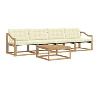 vidaXL Set di divani da esterno 5 pcs Bianco e Crema 79 x 79 x 37 cm, Divano da Giardino, Set Sezionale Moderno per Patios, Mobili Eleganti e Resistenti, Comfort Assicurato