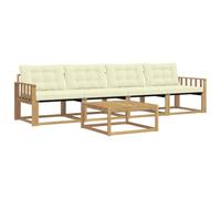 vidaXL Set di divani da esterno 5 pcs Bianco e Crema 79 x 79 x 37 cm, Divano da Giardino, Set Sezionale Moderno per Patios, Mobili Eleganti e Resistenti, Comfort Assicurato
