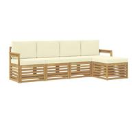 vidaXL Set di divani da esterno 5 pcs Bianco e Crema, Divano da giardino, set moderno per esterni, divano angolare, arredamento per piscina, beige e marrone