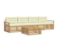 vidaXL Set di divani da esterno 5 pcs Bianco e Crema, Mobili da giardino, divano sezionale moderno per terrazza, comfort per lounge all'aperto