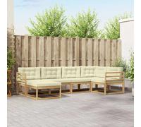vidaXL Set di divani da esterno 5 pcs Bianco e Crema Poliestere, Divano da patio, sezionale moderno, arredamento resistente per giardino, perfetto per lounge all'aperto