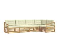 vidaXL Set di divani da esterno 5 pcs Bianco e Crema Poliestere, Divano da giardino, moderno e comodo, resistente agli agenti atmosferici, set sezionale per il tuo terrazzo