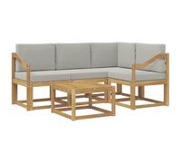 vidaXL Set di divani da esterno 5 pcs Bianco e Grigio Chiaro, Mobili da giardino, moderno divano all'aperto, set modulare per patio, scomodo per il soggiorno