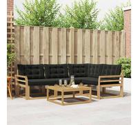 vidaXL Set di divani da esterno 5 pcs Bianco e Nero 79 x 79 x 37 cm, Set moderno di divani da esterno, mobili da giardino resistenti, sedute in legno acacia, lounge confortevole