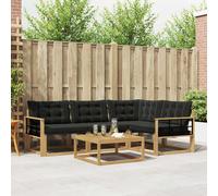 vidaXL Set di divani da esterno 5 pcs Bianco e Nero 79 x 79 x 37 cm, Set moderno di divani da esterno, mobili da giardino resistenti, sedute in legno acacia, lounge confortevole