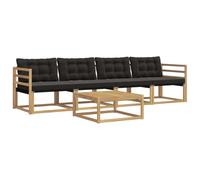 vidaXL Set di divani da esterno 5 pcs Bianco e Nero 79 x 79 x 37 cm, Divano da Giardino, Set Sezionale Moderno per Patios, Mobili Eleganti e Resistenti, Comfort Assicurato