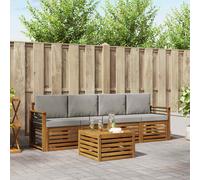 vidaXL Set divani con cuscino 5 pcs Grigio Naturale e Chiaro, Divano da giardino, moderno, all'aperto, set resistente per patio, lounge, comfort in terrazza