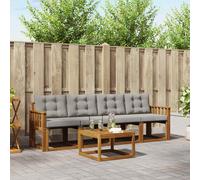 vidaXL Set di divani da esterno 5 pcs Grigio Naturale e Chiaro, Divano da Giardino, Sofa Moderna per Patio, Mobili Resistenti per Esterni, Set Comodo per la Terrazza