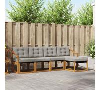 vidaXL Set di divani da esterno 5 pcs Grigio Naturale e Chiaro, Set di Mobili da Giardino, Divano Moderno Esterno, Lounge Sezionale, Locale Patio Comodo