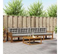 vidaXL Set di divani da esterno 5 pcs Grigio Naturale e Chiaro, Set Divano da Esterno, Mobili Moderni per Patio, Lounge Sezionale, Sedute Modulari Resistenti per Comfort in Giardino