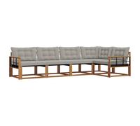 vidaXL Set di divani da esterno 5 pcs Grigio Naturale e Chiaro, Divano moderno in acacia, arredo giardino durevole, suite lounge comoda, sistemazione da terrazzo stilosa