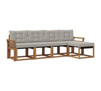 vidaXL Set di divani da esterno 5 pcs Grigio Naturale e Chiaro, Set di Mobili da Giardino, Divano Moderno Esterno, Lounge Sezionale, Locale Patio Comodo