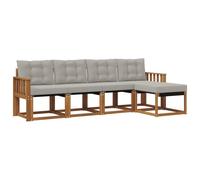 vidaXL Set di divani da esterno 5 pcs Grigio Naturale e Chiaro, Set di Mobili da Giardino, Divano Moderno Esterno, Lounge Sezionale, Locale Patio Comodo