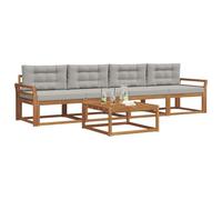 vidaXL Set di divani da esterno 5 pcs Grigio Naturale e Chiaro, Set Divano da Esterno, Mobili Moderni per Patio, Lounge Sezionale, Sedute Modulari Resistenti per Comfort in Giardino