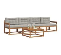 vidaXL Set di divani da esterno 5 pcs Grigio Naturale e Chiaro, Set Divano da Esterno, Mobili Moderni per Patio, Lounge Sezionale, Sedute Modulari Resistenti per Comfort in Giardino