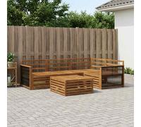 vidaXL Set di divani da esterno 5 pcs Naturale, Divano esterno moderno, set sezione comoda per giardino, arredo resistente per terrazzo, perfetto in ogni clima