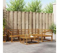 vidaXL Set di divani da esterno 5 pcs Naturale, Set di divani da esterno eleganti, mobili moderni in legno massello di acacia, posti a sedere comodi per il giardino, disposizione versatile per il pat