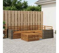 vidaXL Set di divani da esterno 5 pcs Naturale 79 x 79 x 37 cm, Divano esterno moderno, set sezione comoda per giardino, arredo resistente per terrazzo, perfetto in ogni clima
