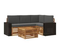 vidaXL Set di divani da esterno 5 pcs Naturale e Antracite, Divano da esterno moderno, elegante seduta per patio, arredamento giardino contemporaneo, lounge modulare