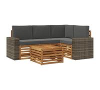 vidaXL Set di divani da esterno 5 pcs Naturale e Antracite, Divano da esterno moderno, elegante seduta per patio, arredamento giardino contemporaneo, lounge modulare