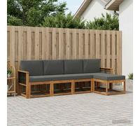 vidaXL Set di divani da esterno 5 pcs Naturale e Antracite Poliestere