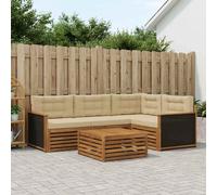 vidaXL Set di divani da esterno 5 pcs Naturale e Beige 79 x 79 x 37 cm, Divano esterno moderno, set sezione comoda per giardino, arredo resistente per terrazzo, perfetto in ogni clima