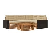 vidaXL Set di divani da esterno 5 pcs Naturale e Beige 79 x 79 x 37 cm, Divano esterno moderno, set sezione comoda per giardino, arredo resistente per terrazzo, perfetto in ogni clima