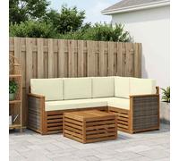vidaXL Set di divani da esterno 5 pcs Naturale e Crema 59 x 59 x 37 cm, Divano da esterno moderno, elegante seduta per patio, arredamento giardino contemporaneo, lounge modulare