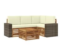 vidaXL Set di divani da esterno 5 pcs Naturale e Crema 59 x 59 x 37 cm, Divano da esterno moderno, elegante seduta per patio, arredamento giardino contemporaneo, lounge modulare
