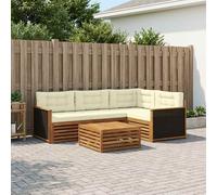 vidaXL Set di divani da esterno 5 pcs Naturale e Crema 79 x 79 x 37 cm, Divano esterno moderno, set sezione comoda per giardino, arredo resistente per terrazzo, perfetto in ogni clima