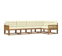 vidaXL Set di divani da esterno 5 pcs Naturale e Crema, Set di mobili da esterno moderno, resistente alle intemperie, divano lounge comodo, versatile per il patio