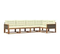 vidaXL Set di divani da esterno 5 pcs Naturale e Crema, Set di mobili da esterno moderno, resistente alle intemperie, divano lounge comodo, versatile per il patio
