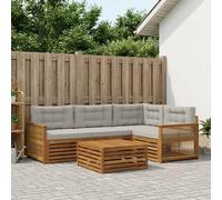 vidaXL Set di divani da esterno 5 pcs Naturale e Grigio Chiaro