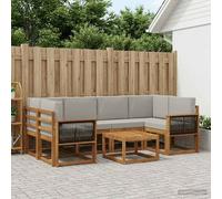 vidaXL Set di divani da esterno 5 pcs Naturale e Grigio Chiaro, Divano da giardino, moderno per esterni, set relax, seduta a bordo piscina, arredo in legno