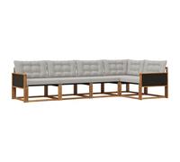 vidaXL Set di divani da esterno 5 pcs Naturale e Grigio Chiaro, Set di Mobili da Esterno Moderni, Collezione di Divani per Giardino, Comoda Suite Lounge