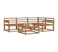 vidaXL Set di divani da esterno 5 pcs Naturale, Set di divani da esterno eleganti, mobili moderni in legno massello di acacia, posti a sedere comodi per il giardino, disposizione versatile per il pat