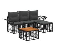 vidaXL Set di divani da esterno 5 pcs Nero e Grigio scuro Poliestere