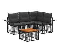 vidaXL Set di divani da esterno 5 pcs Nero e Grigio scuro Poliestere, Divano modulare moderno, resistente agli agenti atmosferici, con piedi regolabili, comodo per il giardino