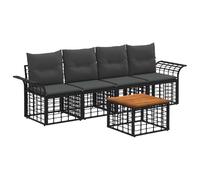 vidaXL Set di divani da esterno 5 pcs Nero e Grigio scuro Poliestere, Set Sezionale Moderna per Esterni, Divano da Giardino Resistente, Comodo e Modulare, Piedini Regolabili