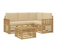 vidaXL Set di divani da esterno, 5 pezzi, beige, 59 x 59 x 37 cm, set di divani moderni per esterni, sedie da patio, mobili da giardino contemporanei, sezione acacia