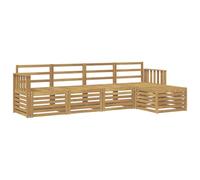 vidaXL Set di divani da esterno, 5 pezzi, bianco, 249 x 122,5 x 73 cm, divano da giardino moderno, set da esterno, sedute sezionali, mobili per piscina, texture beige, marrone, relax