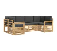 vidaXL Set di divani da esterno 5 pezzi, bianco e antracite, divano da esterno moderno, lounge, durevole, ideale per il vostro patio, mobili da terrazza, comfort garantito