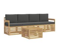 vidaXL Set di divani da esterno, 5 pezzi, bianco e antracite, divano da giardino, mobili sezionali robusti, set moderno per terrazzo, relax all'aria aperta