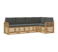 vidaXL Set di divani da esterno, 5 pezzi, bianco e antracite, divano sezionale moderno per giardino, mobili da esterno, comfort per patio e terrazza